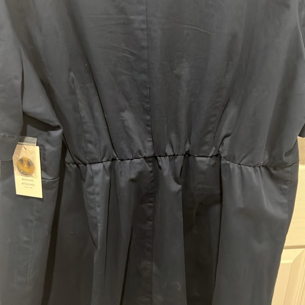 Eloquii women’s navy blue cotton stretch v neck button down short sleeve 24 NWT - Picture 7 of 10
